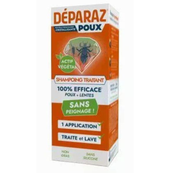Déparaz Poux - Shampoing traitant Anti-poux et lentes sans peignage - 150 mL