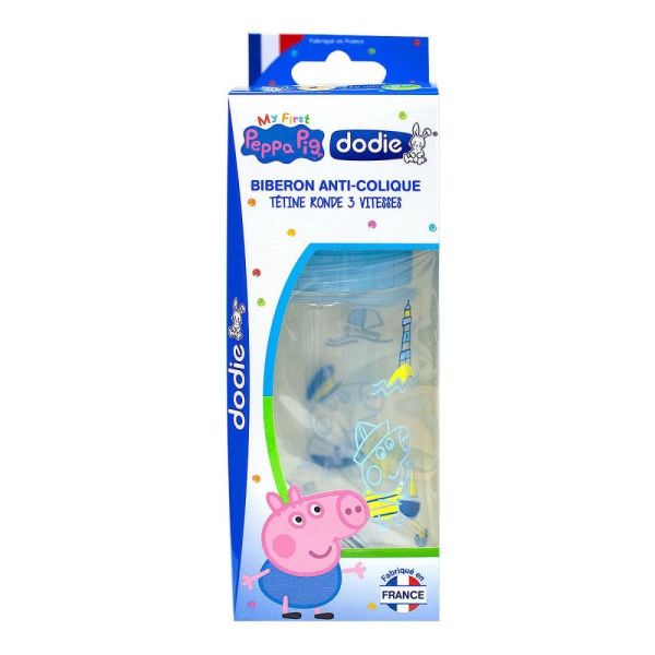 Dodie - Biberon anti-colique tétine ronde 3 vitesses 0-6 mois débit 2 - biberon 270ml