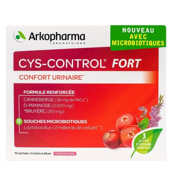 Arkopharma - Cys-Control Fort Confort urinaire - 10 sachets + 5 sticks à diluer