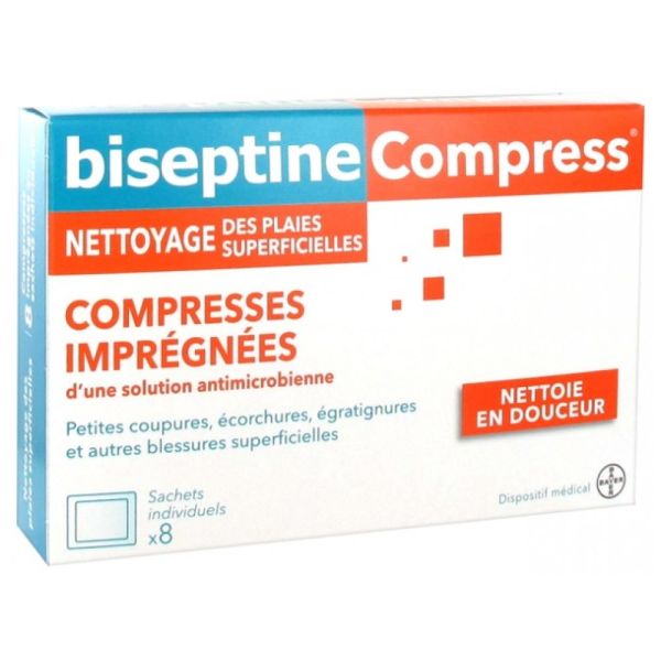 Biseptine Compress - Compresses imprégnées - 8 compresses