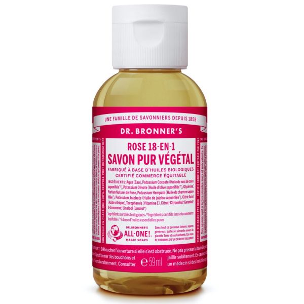 Dr. Bronner's - Savon liquide pure végétal 18-en-1 - Rose - 59ml