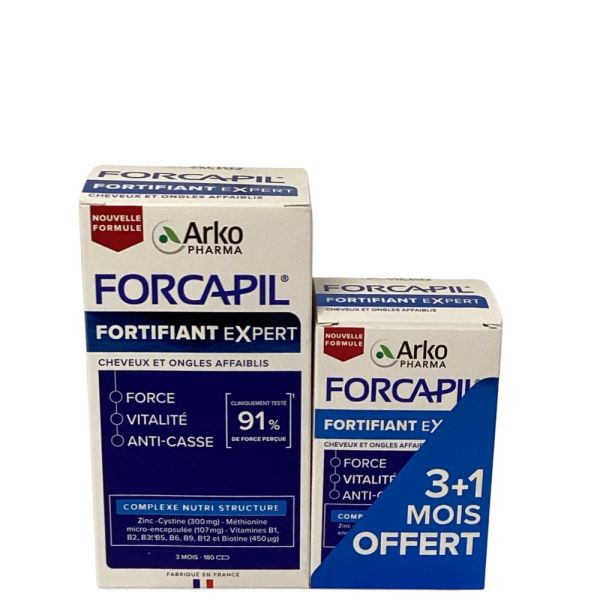 Forcapil - Fortifiant expert Cheveux et ongles affaiblis - 180 + 60 gélules offertes