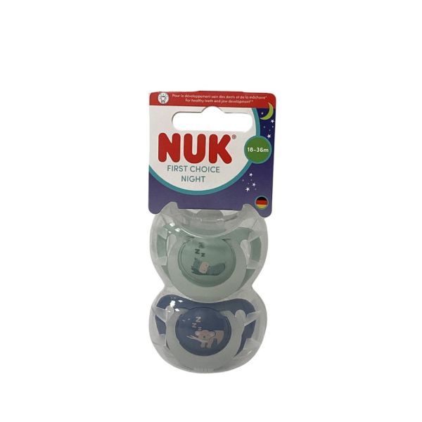 Nuk - Sucettes First choice night 18-36mois - lot de 2 sucettes