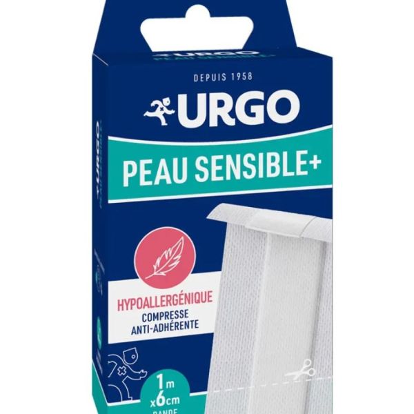 Urgo - Pansement Peau sensible + Hypoallergénique  - 1 Bande 1mx6cm