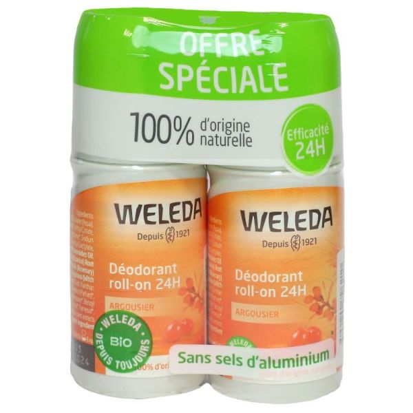 Weleda - Déodorant roll-on 24h Argousier lot de 2 - 2x50ml