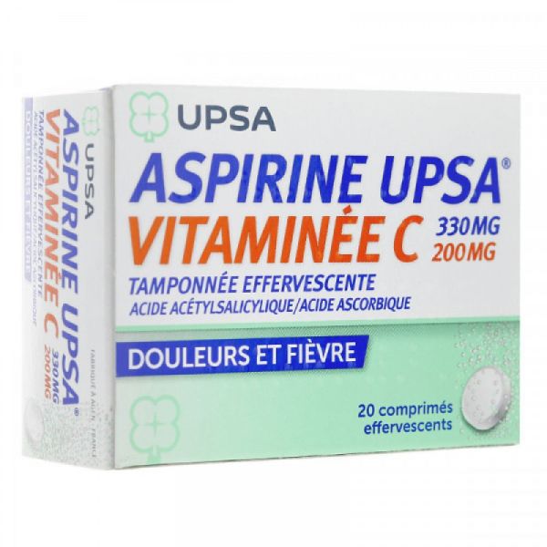 Aspirine UPSA Vitaminée C - 20 comprimés effervescents