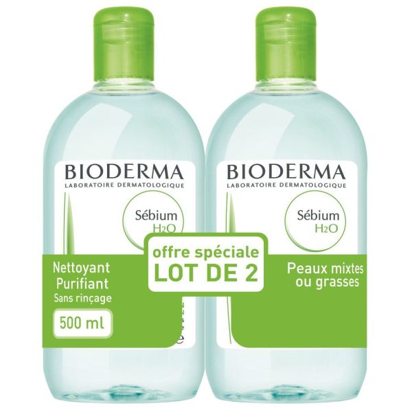 Bioderma - Sébium H2O solution micellaire - 2x500ml