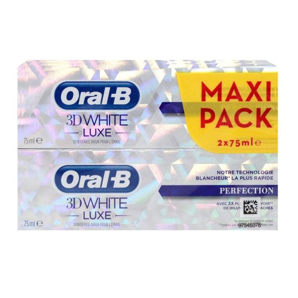 Oral-B - Dentifrice 3D white luxe perfection - 2 x 75ml