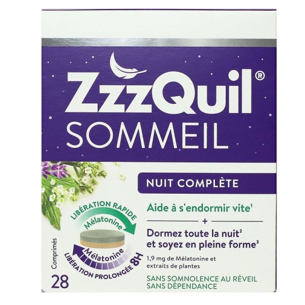 ZzzQuil Sommeil - Nuit complète - 28 comprimés