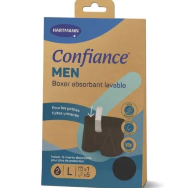 Hartamann - Confiance Men Boxer absorbant lavable TailleL - 1 boxer + 5 inserts absorbants