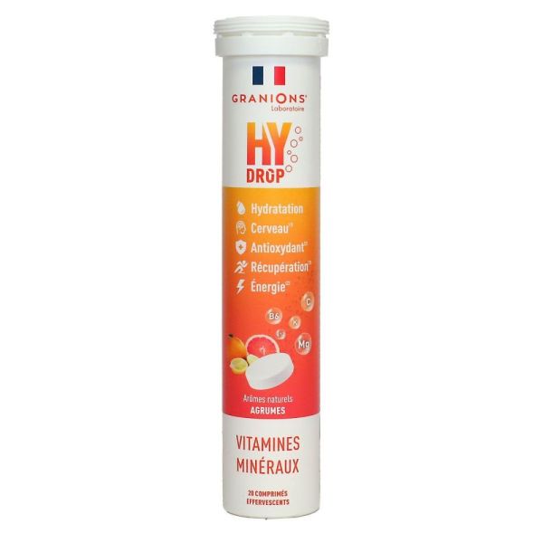 Granions - HyDrop vitamines minéraux agrumes - 20 comprimés