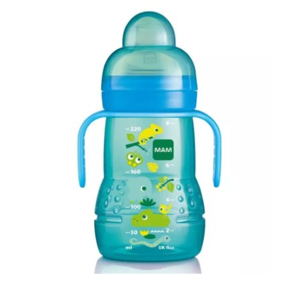 MAM - Biberon de Transition 220 ml 4 Mois et + - Couleur Bleu