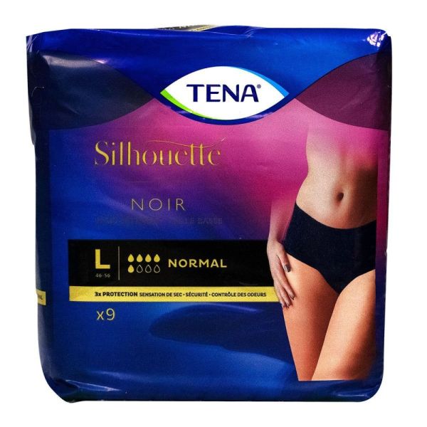Tena - Silhouette noir normal taille L - 9 culottes