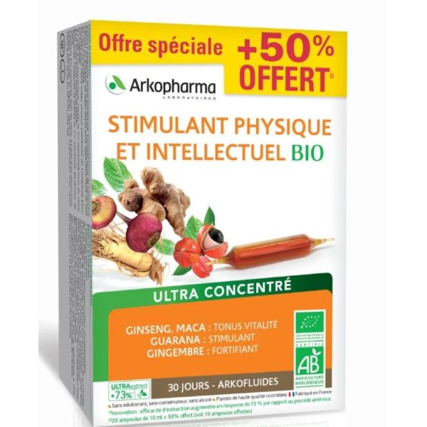 Arkopharma - Arkofluide Stimulant Physique et Intellectuel - 30 ampoules