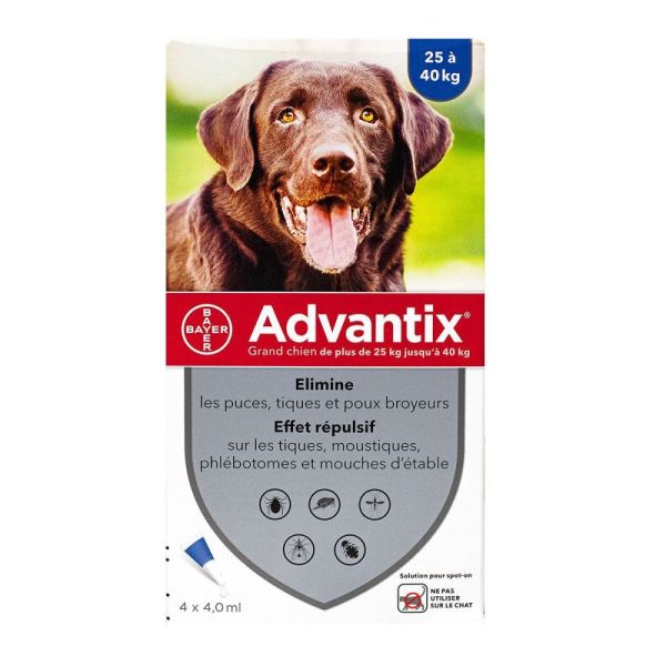 Bayer - Advantix grand chien de 25 à 40 kg - 4 pipettes