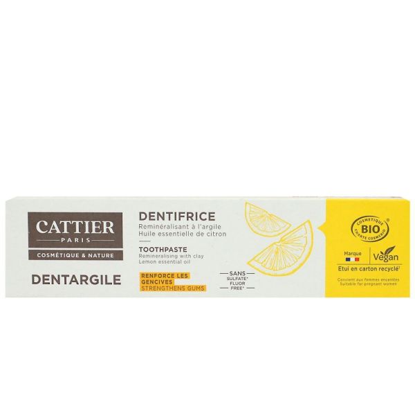 Cattier - Dentargile dentifrice bio reminéralisant citron - 75ml