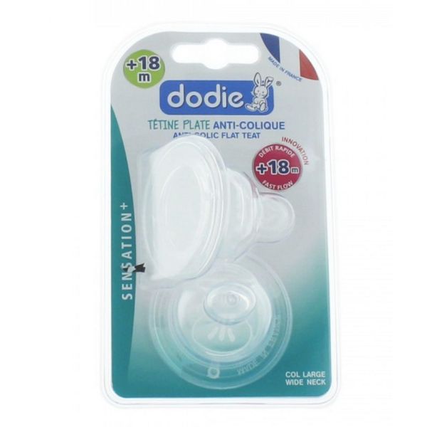 Dodie - Tétine plate double valve anti colique 18 mois et + débit rapide - 2 tétines