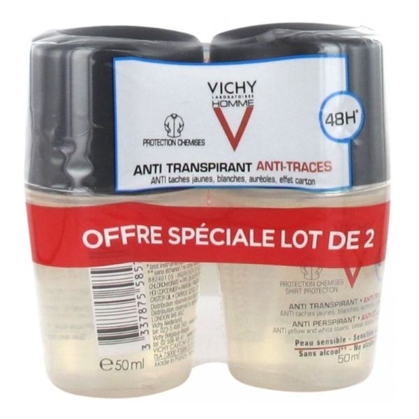 Vichy - Déodorant homme anti-transpirant 48h - 2x50ml