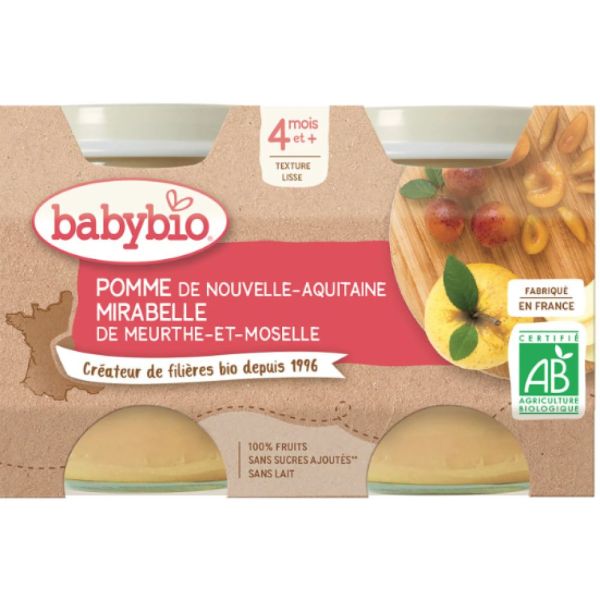 Babybio - Mirabelle de Lorraine Pomme - dès 4 mois - 2x130g