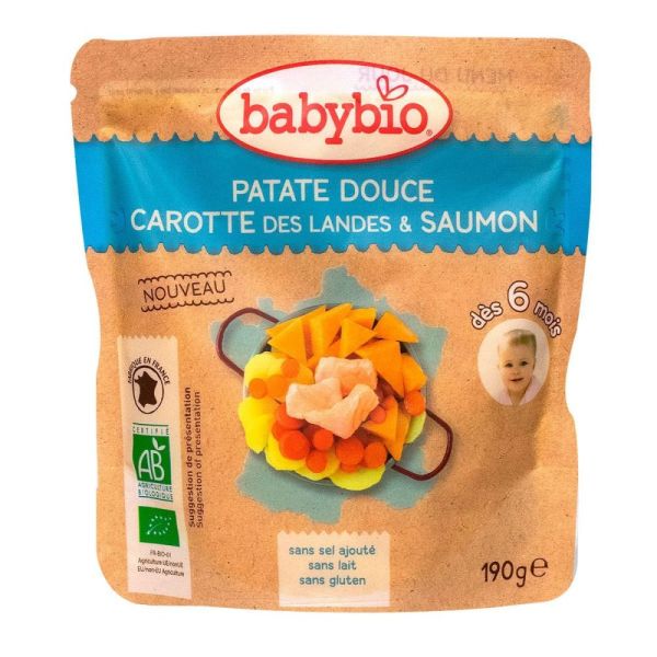 Babybio - Patate douce, carotte des Landes & saumon - dès 6 mois - 190 g