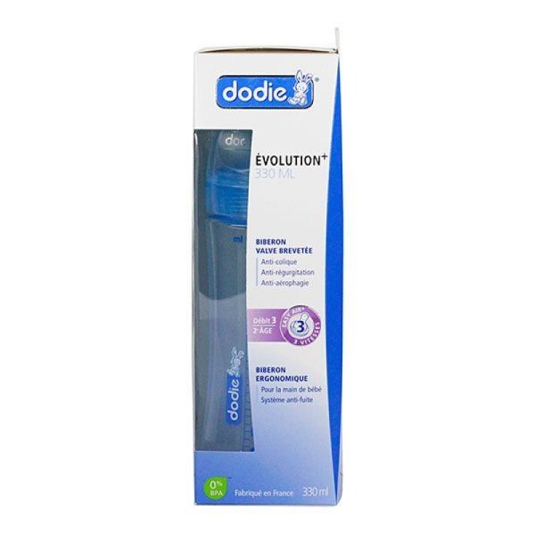 Dodie - Biberon anti colique à tétine ronde 6mois et plus débit 3 - 330ml