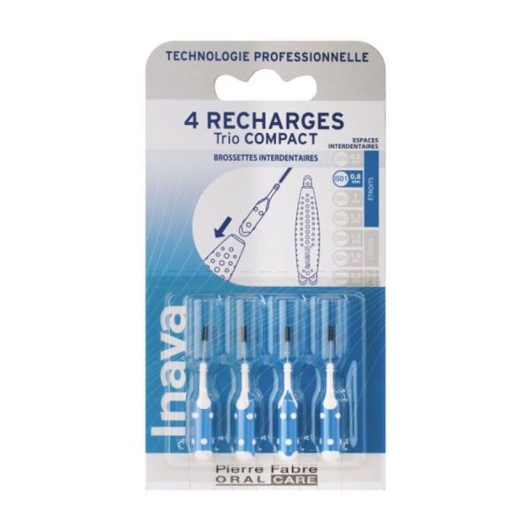Inava - 4 Recharges Brossettes Interdentaires Trio Compact 0,8mm Etroites