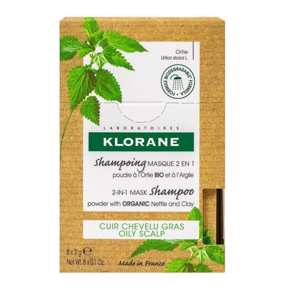 Klorane - Shampooing masque 2 en 1 - 8 x 3 g
