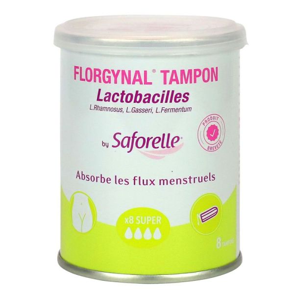 Saforelle - Florgynal Tampon lactobacilles - 8 tampons Super sans applicateurs