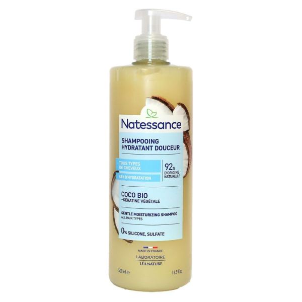 Natessance - Shampooing hydratant douceur coco bio kératine végétale - 500ml