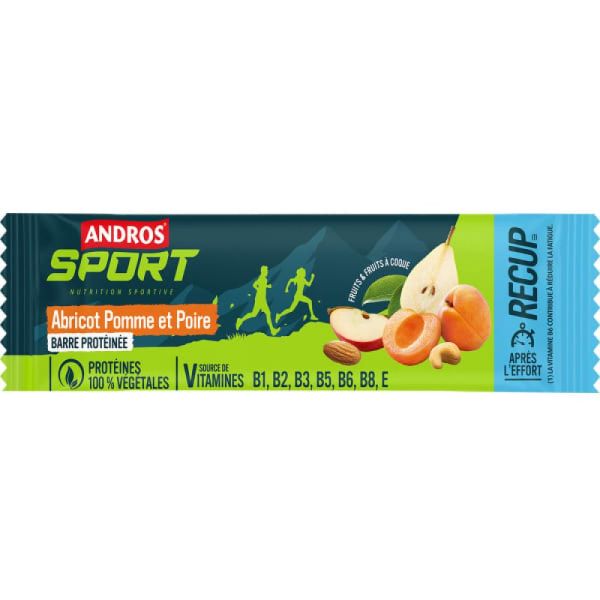 Andros Sport - Barre protéinée abricot pomme et poire - 50g