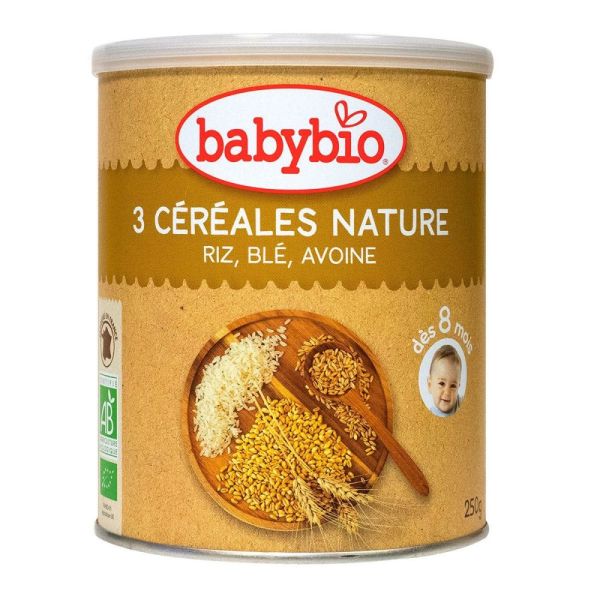 Babybio - 3 céréales nature - dès 8 mois - 250g