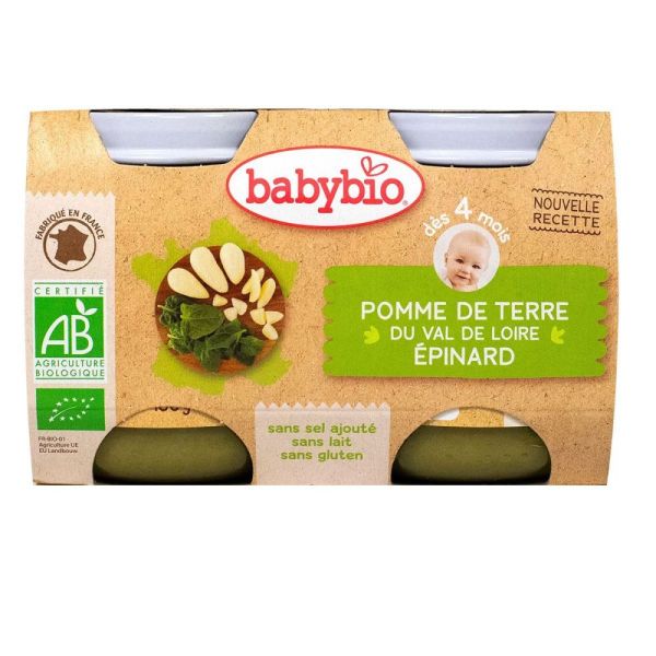 Babybio - Pomme de terre du Val de Loire Épinard dès 4 mois - 2x130g