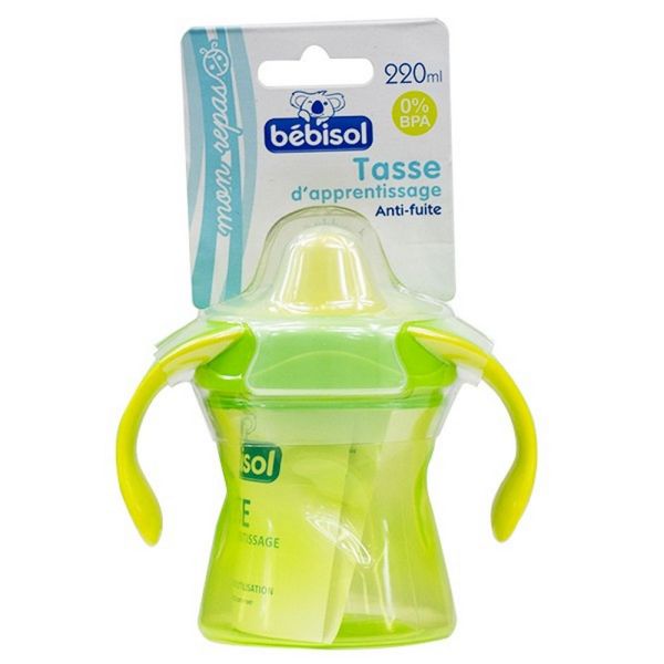 Bébisol - Tasse d'apprentissage anti-fuite - 220ml - Vert