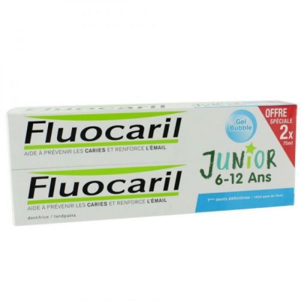 Fluocaril - Dentifrice - Junior 6/12 ans - Gel Bubble - 2X75 ml