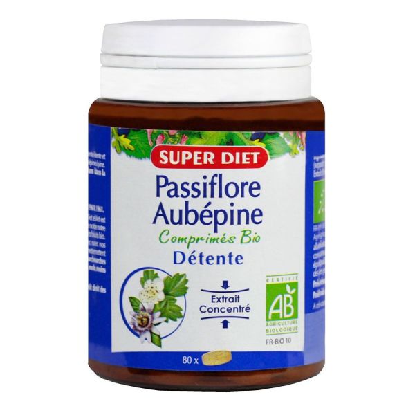 Superdiet - Passiflore aubépine Détente bio - 80 comprimés