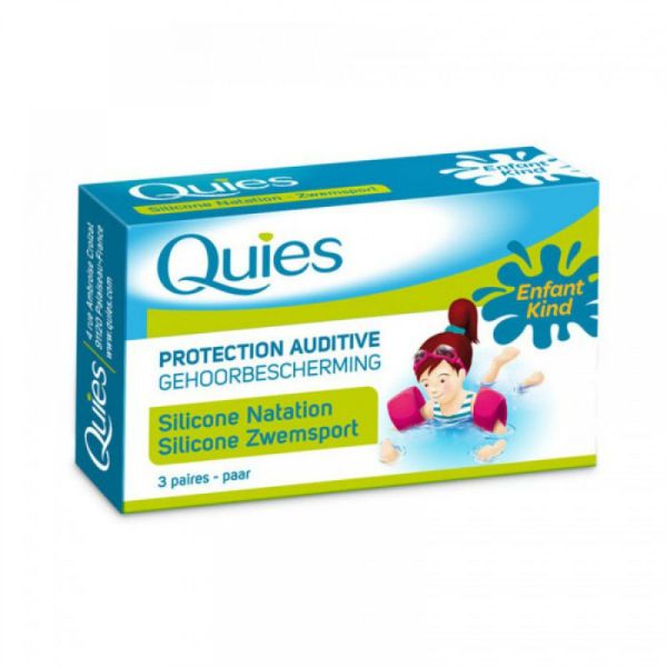 Quies - Protection auditive silicone natation enfant - 3 paires