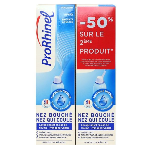 GSK - Prorhinel Spray nasal nez bouché nez qui coule adulte et enfant - 2x100ml