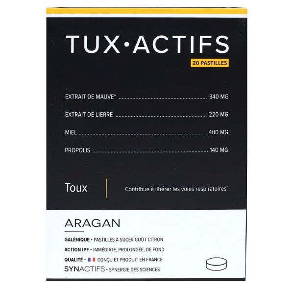 Aragan - Tux-Actifs goût citron - 20 pastilles