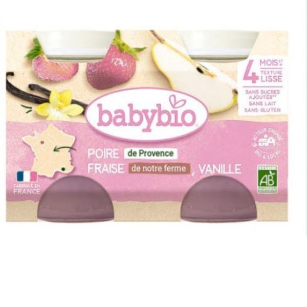 Babybio - Poire Fraise Vanille - 2X130g