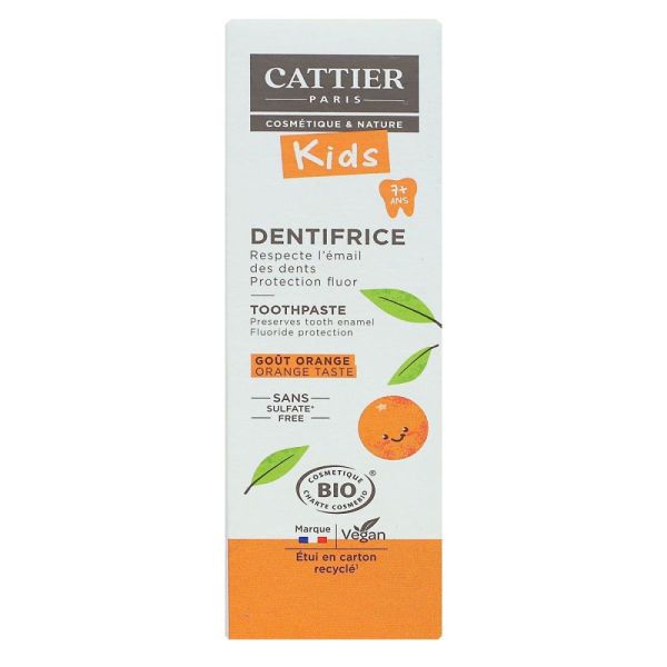 Cattier - Dentifrice 7ans + goût orange - 50Ml