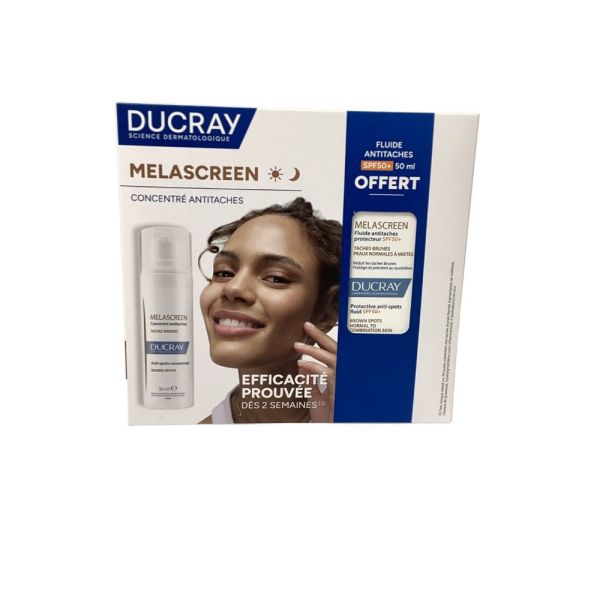 Ducray - Melascreen concentré Antitaches 30mL + Fluide Antitaches spf50+ 50mL offert