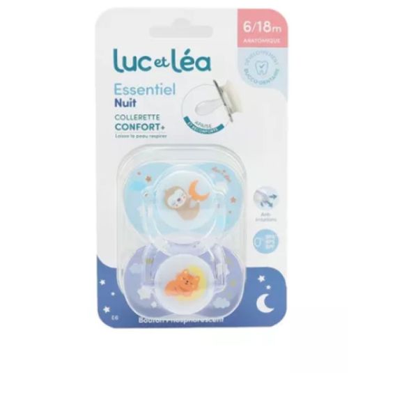 Luc et Léa - Essentiel nuit sucette nuit anatomique confort 6-18mois - 2 unités