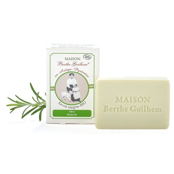 Maison Berthe Guilhem - Savon surgras lait de chèvre huile d'olive romarin - 100 g