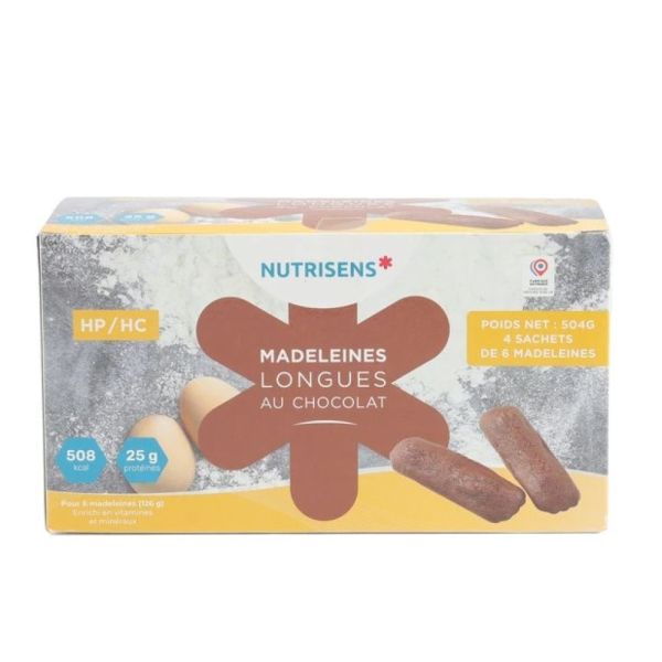 Nutrisens - Madeleines Hp/Hc Chocolat - 4 sachets de 6 madeleines