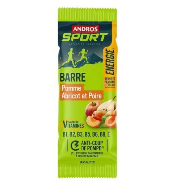 Andros - Barre énergétique Pomme Abricot & Poire Andros Sport - 40G