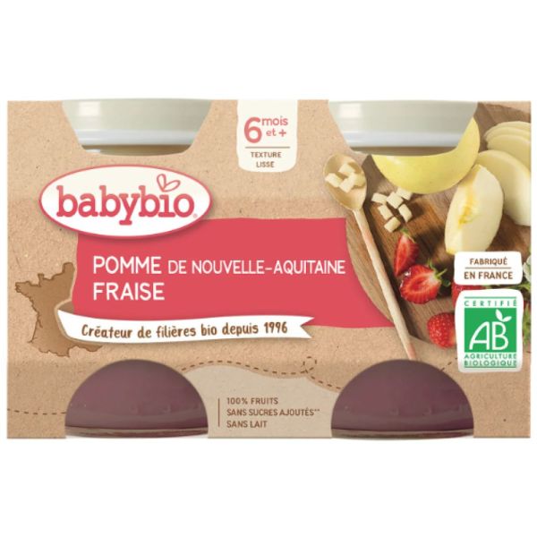 Babybio - Pomme d'Aquitaine Fraise - dès 6 mois - 2x130g