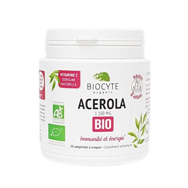 Biocyte - Acerola Bio - 20 Comprimés à Croquer