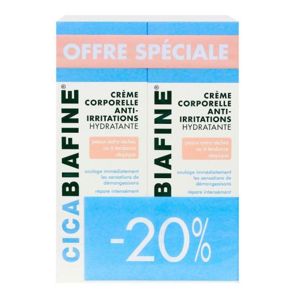 Cicabiafine crème hydratante corporelle anti-irritations 2 x 200 ml