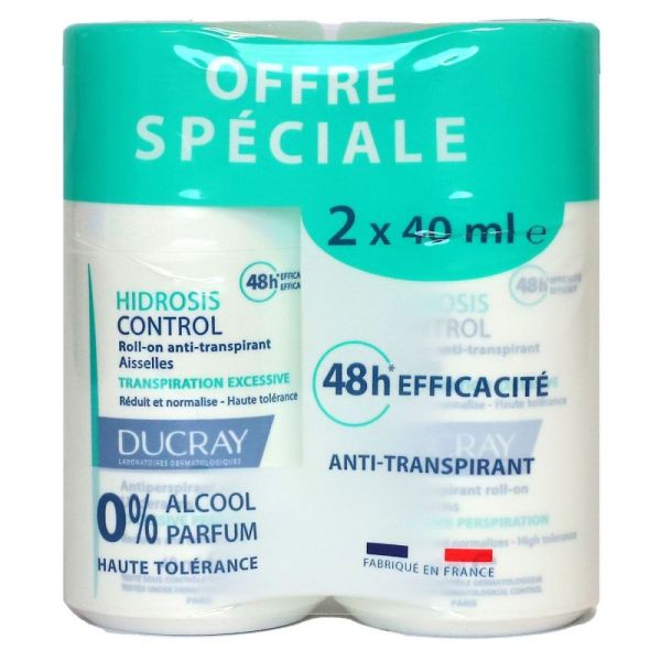 DUCRAY - Hidrosis Control roll-on anti-transpirants aisselles 2x40ml