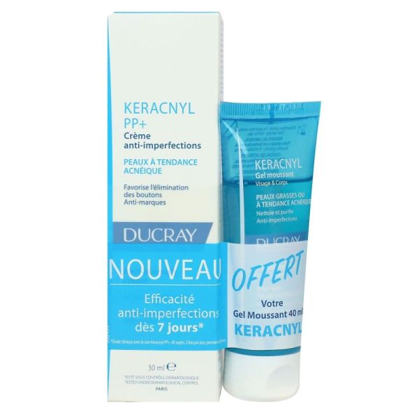 Ducray - Keracnyl PP+ crème anti-imperfections + gel moussant offert - 30mL + 40mL